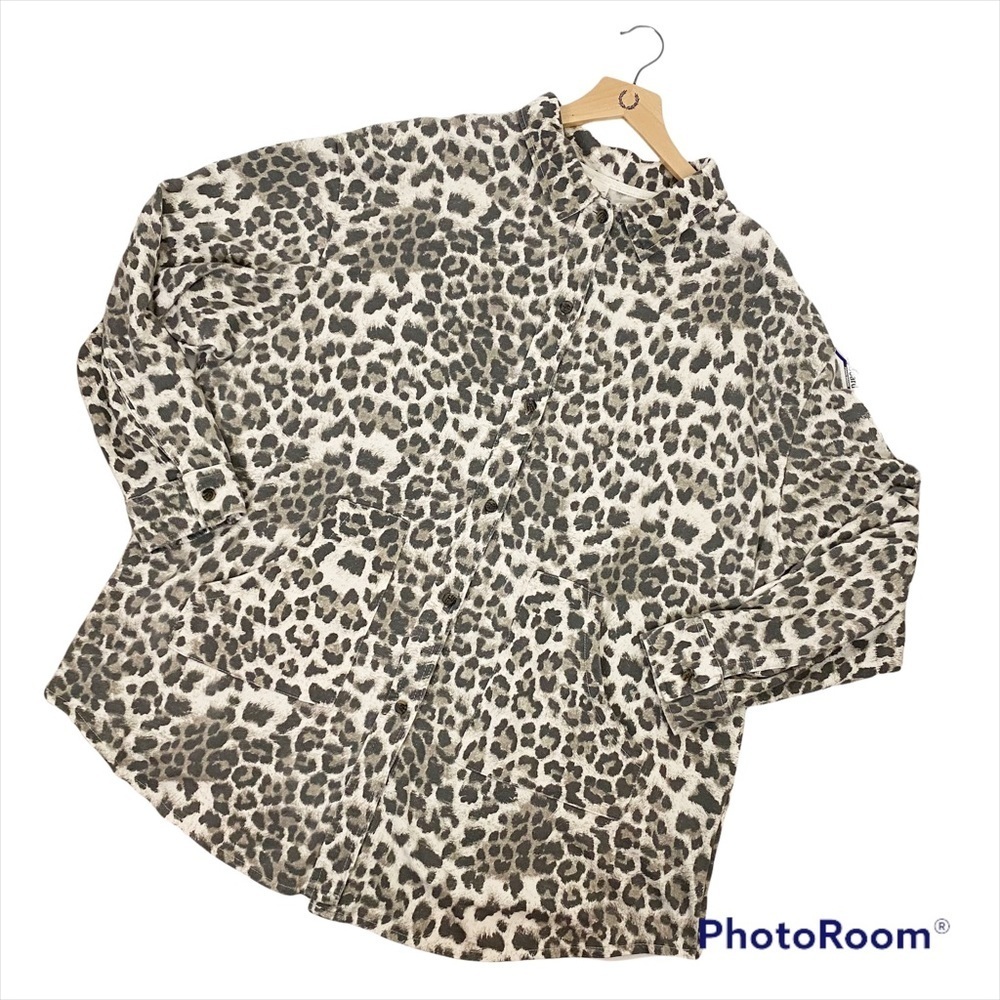SEW IN LOVE Animal Print Button-Up Shirt Jacket XXL Shacket Leopard Camo Print
